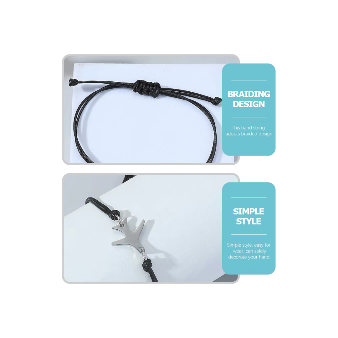 PULSERA - Cuerda Negra Avión Plateado