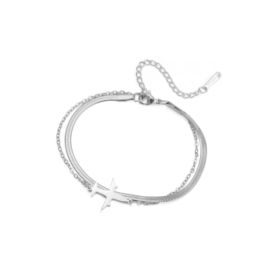 PULSERA - Avión Serpiente Plateado